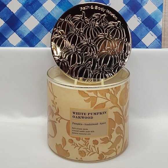 BATH & BODY WORKS 3-WICK CANDLE 'WHITE PUMPKIN OAKWOOD' - Picture 11 of 12